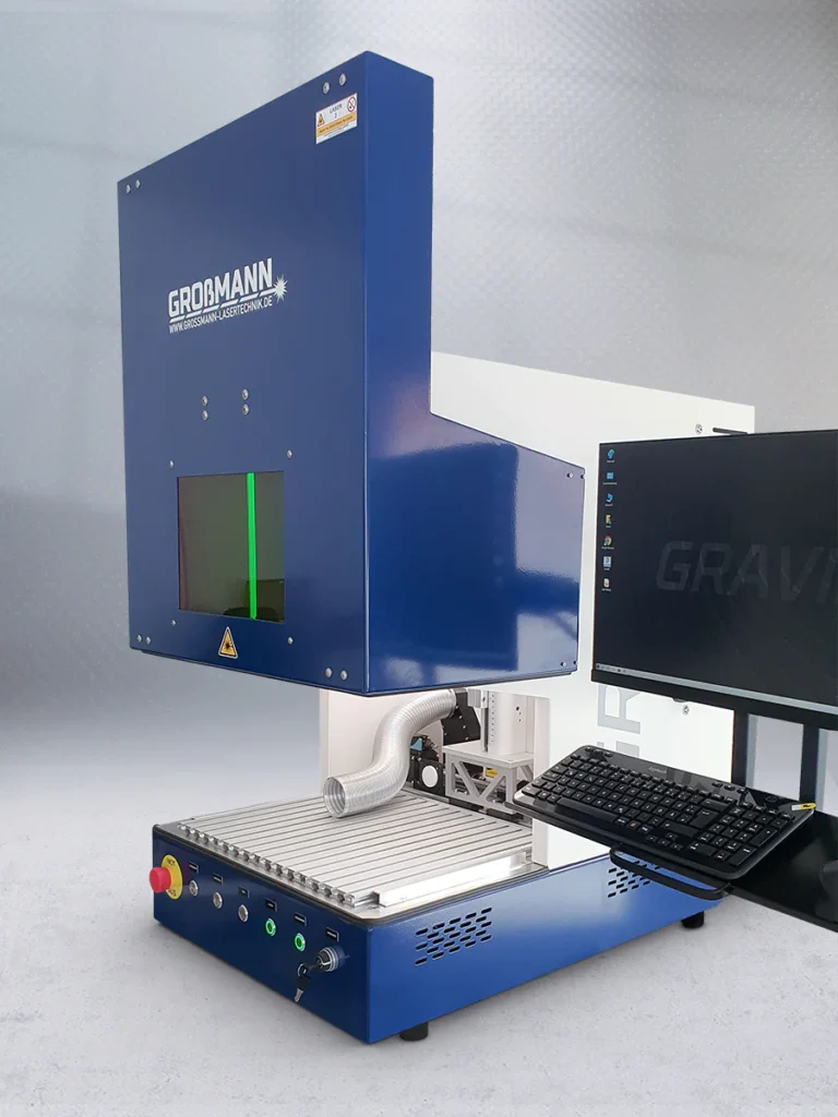 Grossmann Lasertechnik Faserlaser GRAVIS als Laserbeschrifter, Lasergravurmaschine oder Beschriftungslaser für Beschriftung und Markierung per Laser kaufen. Lasergravieren von Metallen und Kunsstoffen.